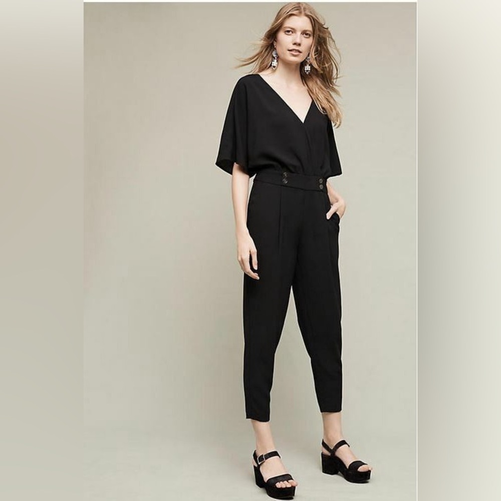Anthropologie Delaware Black Dolman Sleeve Jumpsuit By Elevenses - Size 6